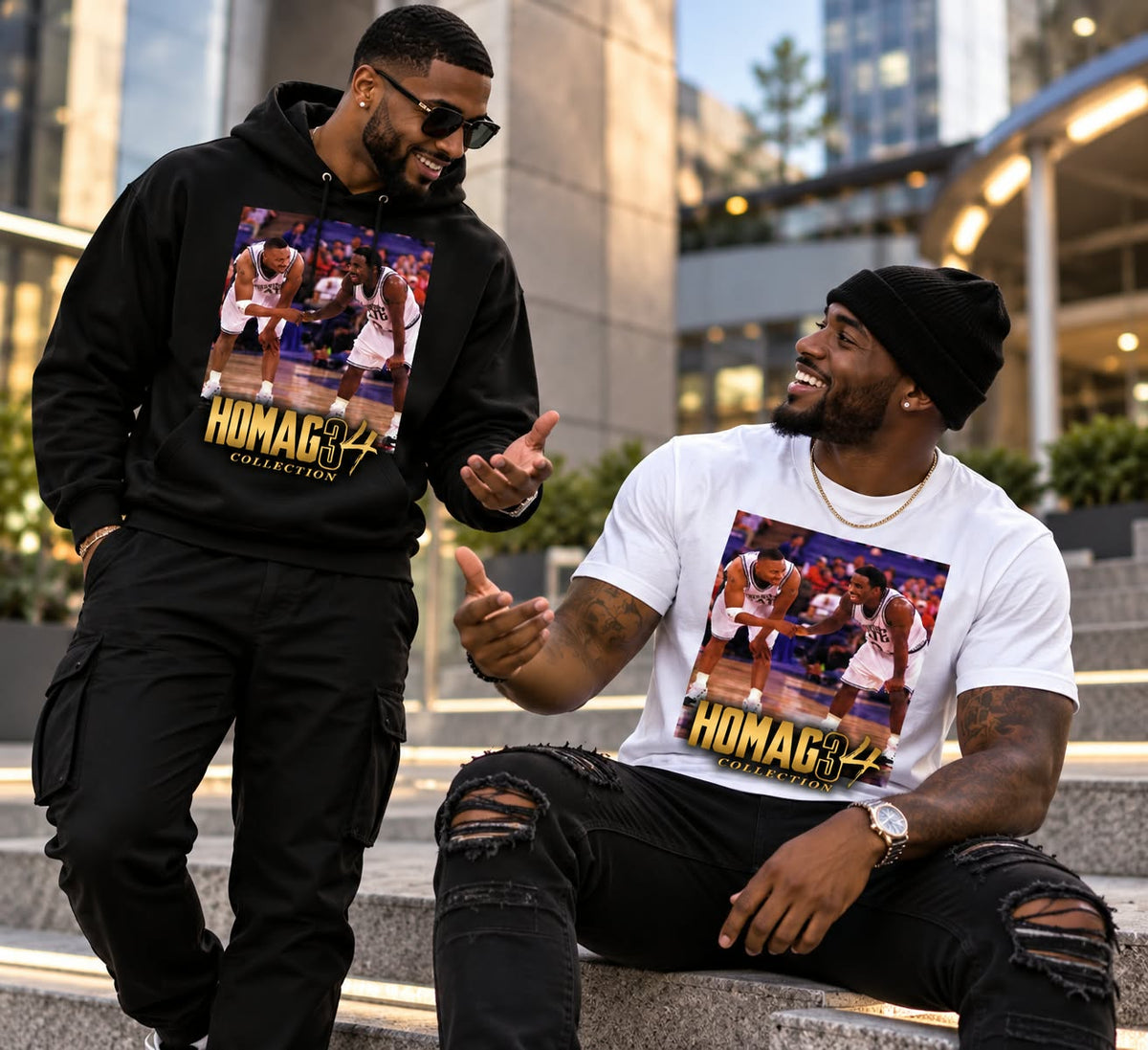 HOMAG34 Gold Court Collection – Classic Basketball Tribute Hoodie & T-Shirt