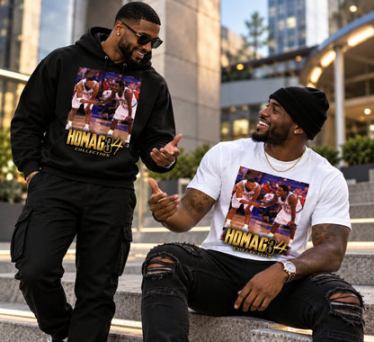 HOMAG34 Gold Court Collection – Classic Basketball Tribute Hoodie & T-Shirt